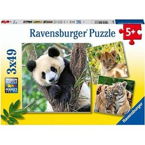 Ravensburger Puzzle 056668 Panda, Tiger a Lev 3X49 Dielikov