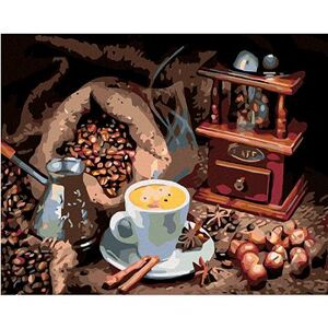 Maľovanie podľa čísel – Šálka kávy a kávové zrniečka