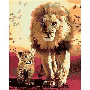 Maľovanie podľa čísel – Kráčajúci lev s levíčaťom