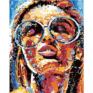 Maľovanie podľa čísel – Žena vo farbách a okrúhle okuliare