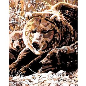 Maľovanie podľa čísel – Medvedica s mláďatami
