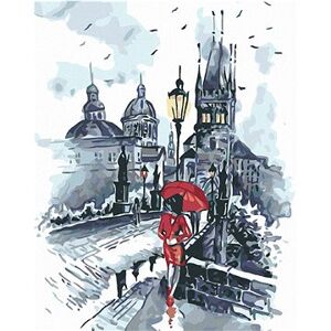 Maľovanie podľa čísel – Žena s dáždnikom na Karlovom moste