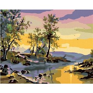 Maľovanie podľa čísel – Západ slnka nad riekou