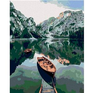 Maľovanie podľa čísel – Pramica na jazere v horách