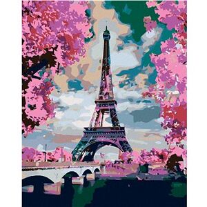 Maľovanie podľa čísel – Eiffelova veža a ružové stromy