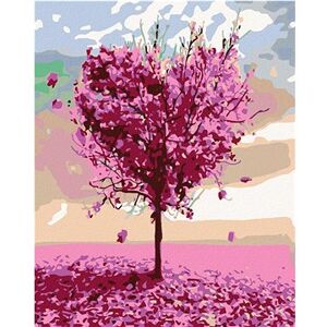 Maľovanie podľa čísel – Ružový srdcový strom
