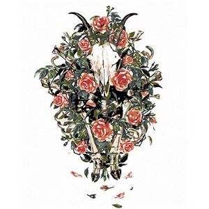 Maľovanie podľa čísel – Kozia lebka v kvetoch