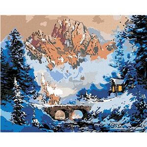 Maľovanie podľa čísel – Chatka pri mostíku v zime