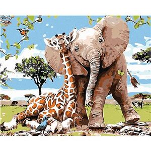 Maľovanie podľa čísel – Žirafa a sloník