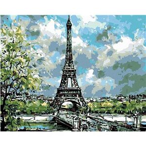 Maľovanie podľa čísel – Eiffelovka s jarnými stromami