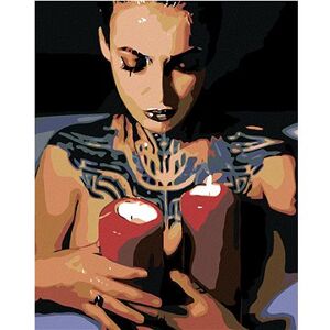 Maľovanie podľa čísel – Žena s tetovaním a sviečkami