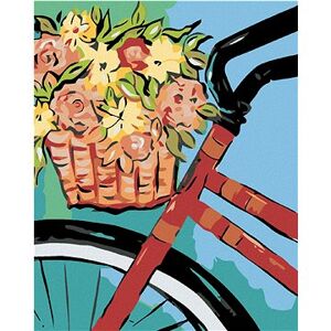 Maľovanie podľa čísel – Bicykel s košíkom kvetín