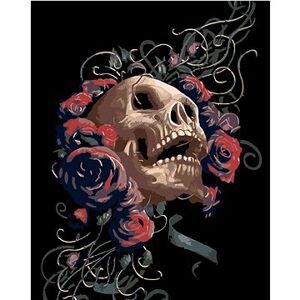 Maľovanie podľa čísel – Lebka ovinutá ružami