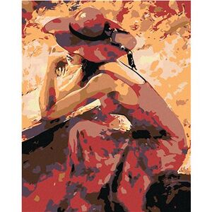 Maľovanie podľa čísel – Krásna zasnená žena v červenom