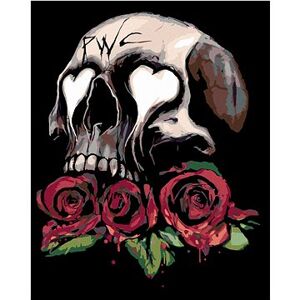 Maľovanie podľa čísel – Lebka a tri červené ruže
