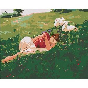 Maľovanie podľa čísel – Spiaca žena v tráve a kozľatá