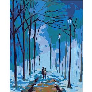 Maľovanie podľa čísel – Zimná prechádzka pod lampami