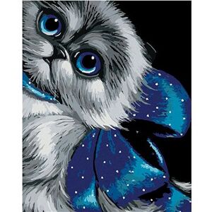 Maľovanie podľa čísel – Modrooké mačiatko s mašľou