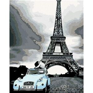 Maľovanie podľa čísel – Eiffelovka s modrým autom