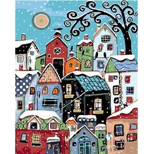 Maľovanie podľa čísel – Farebné domčeky v zime