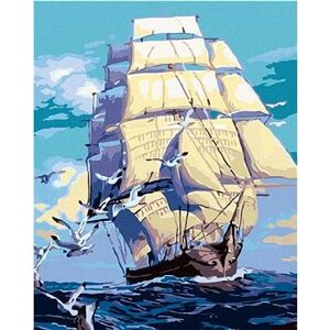 Maľovanie podľa čísel – Koráb a čajky na mori