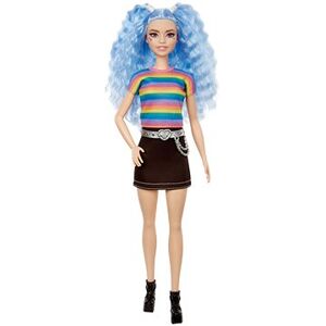 Barbie modelka – čierna sukňa a dúhové tričko