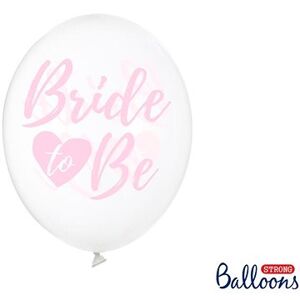 Nafukovacie balóny, 30 cm, Bride To be, priesvitné s ružovým nápisom, 6 ks