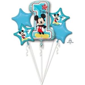 Balóniková sada - Mickey Mouse - 1. Narodeniny - 5 ks fóliových balónikov