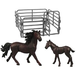 Rappa sada 2 ks hnedých koní s čiernou hrivou s ohradou