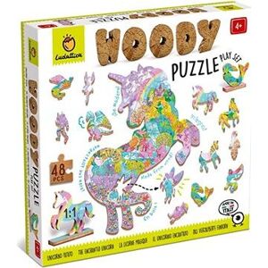 Ludattica Woody - Jednorožce, drevené puzzle, 48 dielikov