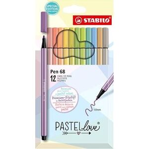 STABILO Pen 68 – Pastelové – 12 ks súprava – 12 rôznych farieb