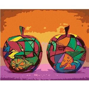 Abstraktné farebné jablká, 40×50 cm, vypnuté plátno na rám