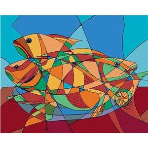 Abstraktné kubické ryby, 40 × 50 cm, bez rámu a bez vypnutia plátna