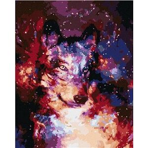 Abstraktný vlk vo vesmíre, 40 × 50 cm, vypnuté plátno na rám