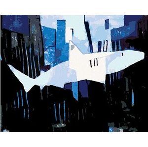 Abstraktný žralok v kubizme, 40 × 50 cm, bez rámu a bez vypnutia plátna