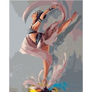 Baletka tancujúca na palete farieb, 40 × 50 cm, vypnuté plátno na rám