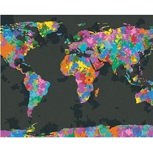 Farebná mapa sveta, 40×50 cm, vypnuté plátno na rám
