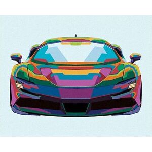 Farebné športové auto, 40 × 50 cm, bez rámu a bez vypnutia plátna