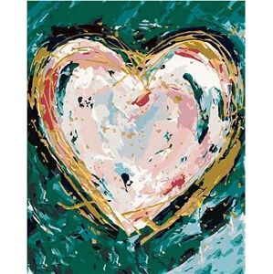 Farebné srdce na zelenom pozadí (Haley Bush), 80 × 100 cm, bez rámu a bez vypnutia plátna