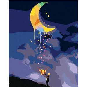 Farebné topenie mesiaca, 80 × 100 cm, vypnuté plátno na rám