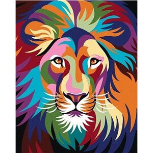 Farebný lev s hrivou, 40×50 cm, vypnuté plátno na rám