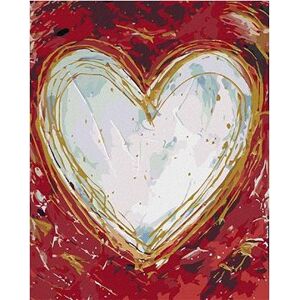 Biele srdce na červenom pozadí (Haley Bush), 40×50 cm, bez rámu a bez vypnutia plátna