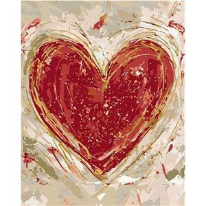 Červené srdce na béžovom pozadí (Haley Bush), 40×50 cm, vypnuté plátno na rám