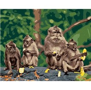 Štyri opice s banánmi, 80 × 100 cm, plátno napnuté na rám