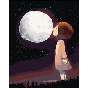 Dievča bozkávajúce mesiac, 80 × 100 cm, plátno napnuté na rám