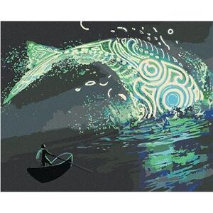 Fantasy zelená veľryba, 40 × 50 cm, plátno napnuté na rám