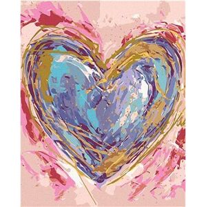 Fialové srdce na ružovom pozadí (Haley Bush), 40×50 cm, vypnuté plátno na rám