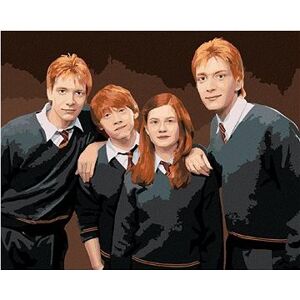 Fred, George, Ron a Ginny Weasleyovci (Harry Potter), 40×50 cm, vypnuté plátno na rám