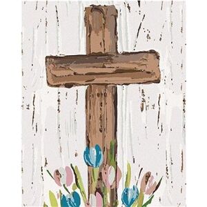 Hnedý kríž s tulipánmi (Haley Bush), 40 × 50 cm, plátno napnuté na rám