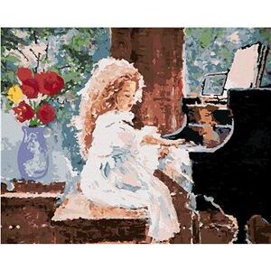 Dievčatko hrajúce na piano, 40 × 50 cm, bez rámu a bez napnutia plátna